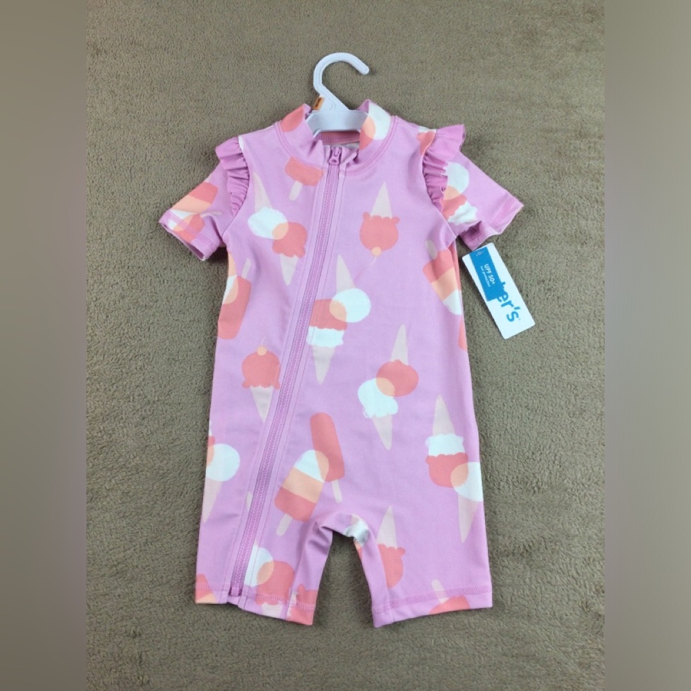 Baby Gorl Carters pink swimsuit size 12m ice cream nwt